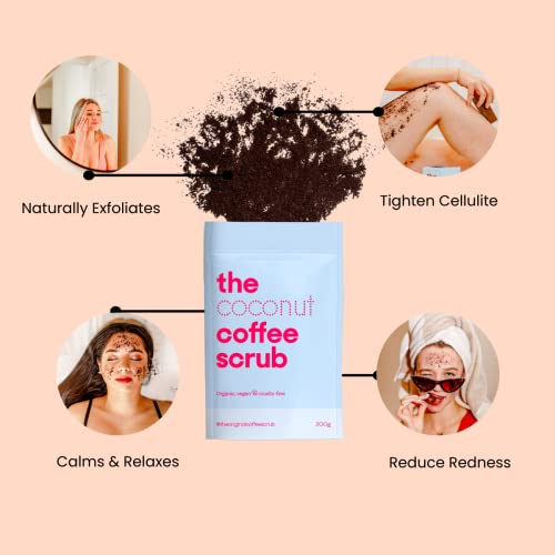 קרצוף הקפה | באופן טבעי פילינג | מפחית צלוליטיס ואדמומיות | טבעוני, אורגני ואכזרי נטול | קוקוס